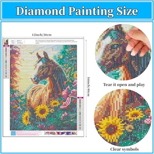 Arttoplus Horse Diamond Art Kits for Adults Beginner 12x16 inch - color: G9317-US