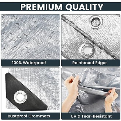 TICONN Heavy Duty Tarp Cover, Extra Thick Tarps Waterproof Tear and Rip Proof UV Resistant Tarpaulin with Reinforced Grommets and Edges (5.5 Mil/2PK, 6'x8') - color: Blue, size: 6'x8', 5.5 Mil, 2PK