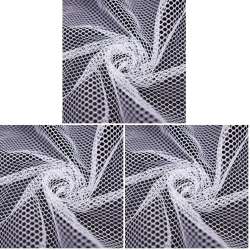 29.5 x 59 Inch White Mesh Fabric Slightly Stretchy for Sewing Projects, Shopping Bag, Backpack Pocket and Straps and Netting Clothes (Pack of 3) - size: 29.5 x 59 Inch (Pack of 3)
