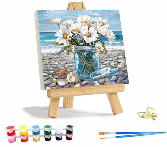 VIGEGU Beach Flowers Paint by Numbers Kit for Adults with Frame | Paint by Number for Beginner DIY Adult Paint by Number Kits for Home Decor 12x12inch - color: Paint by Number -20