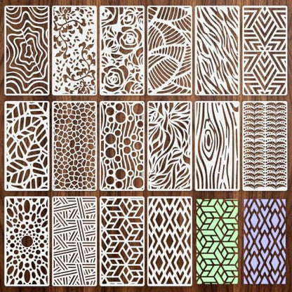 Geometric Texture Stencils for Crafts Reusable 16Pcs Stencils(8.3X4.1 Inch) - color: Texture 20