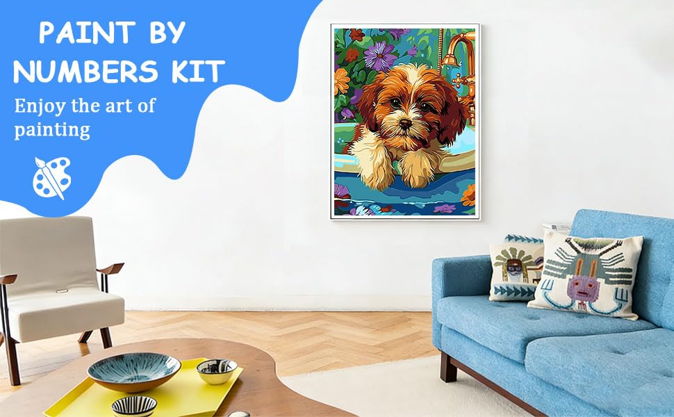 zpptAugs Paint by Numbers Kit for Adults Beginners，Dog Funny Adult Paint by Number Kits on Canvas,Digital Oil Number Painting Kits for Home Decor Gift 12"x16"(Without Frame)