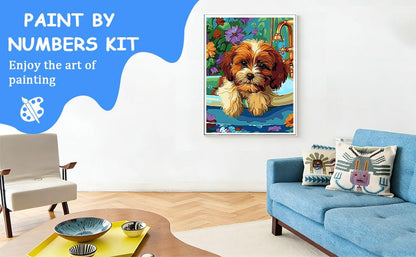 zpptAugs Paint by Numbers Kit for Adults Beginners，Dog Funny Adult Paint by Number Kits on Canvas,Digital Oil Number Painting Kits for Home Decor Gift 12"x16"(Without Frame)