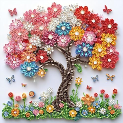 Tree 5D Special Shape Diamond Art Kits for Adults Beginners,12 X 12inch | Tree of Life Diamond Painting Kits,DIY Animal Butterfly Diamond Art Kits With Diamond Dots For Adults,Home Wall Decor - color: DZ910