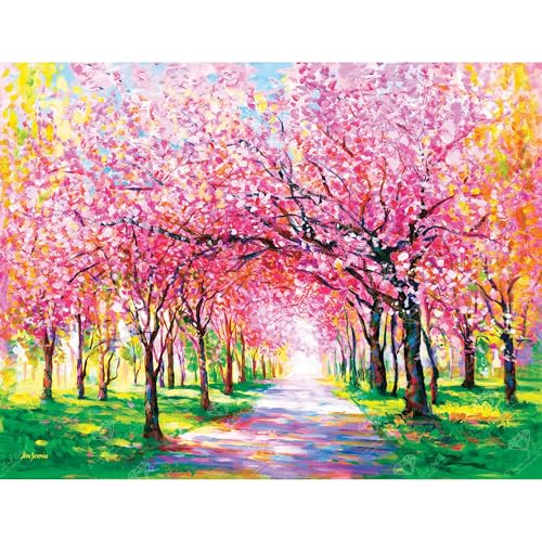 DIAMOND ART CLUB Cherry Blossom Trees Diamond Art Kits for Adults | Premium Diamond Painting Kit, Fun DIY Crafts for Adults, Round Diamond Art Canvas, 17" x 13" (42.6 x 32.8 cm) - color: Cherry Blossom Trees