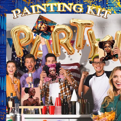 Affrolling 12 Pcs Pre Drawn Canvas for Painting for Adults 8 x 8 Inch Canvas Painting Kits Stretched with Drawing Ready to Paint Beginner Artists Date Night Party Supplies(Black Girl) - style: Black Girl
