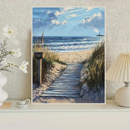 STGLCR 5D Beach Scenic Diamond Painting, Road Diamond Painting Kit for Adults, Diamond Art Kits for Begginners DIY Full Drill Crystal Rhinestone Arts and Crafts 16x12inch