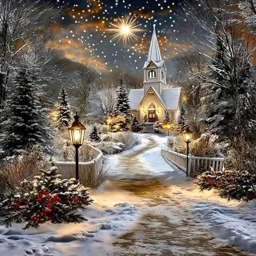 Xylogist Christmas Diamond Art Kits for Adults, Diamond Painting Kit | 5D Diamond Painting Snowy Winter, Christmas Castle DIY Full Drill Gem Art for Adults for Home Wall Decor 14x14Inch - color: Christmas Castle, size: 13.8x13.8in(35x35cm)