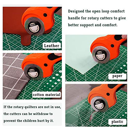 Rotary Cutter, Professional 45mm Rotary Fabric Cutter, Rotary Cutter for Fabric, Rotary Cutter Replacement Blades, Card Paper Sewing Quilting Roller Fabric Cutting Tailor Scissors Tool Dress Clothes M