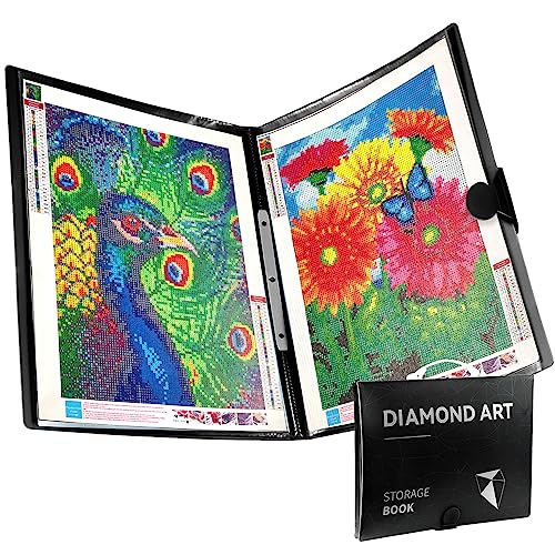 TTPOLONG A2 Diamond Painting Storage Book, Diamond Art Portfolio Book 30 Pags Clear Pockets Plastic Sleeves（22.5X16.7 Inch） - color: Black, size: 22.5x16.7 Inch
