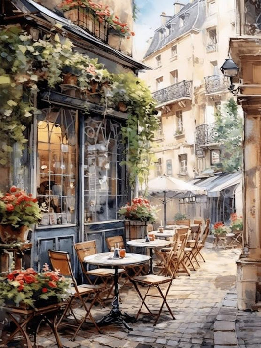 Arttoplus Street Cafe Paint by Numbers Kit for Adults Beginner 16x20 inch | Landscape Adult Paint by Number Kits on Canvas, Diy Oil Painting by Number for Gift Home Wall Decor (Without Frame) - color: MT20373-US