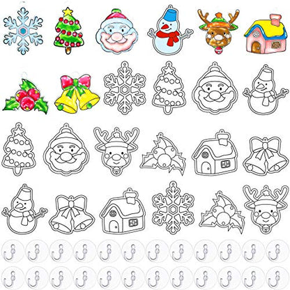 WILLBOND 24 Pcs Christmas Sun Catchers with Suction Cups for Painting DIY - style: Christmas Theme