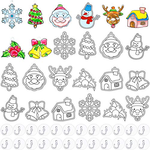 WILLBOND 24 Pcs Christmas Sun Catchers with Suction Cups for Painting DIY - style: Christmas Theme