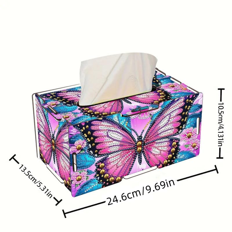 LSQFS DIY Diamond Art Tissue Box,Butterfly Ideal Gift for Craft Lovers - color: Pink Butterfly