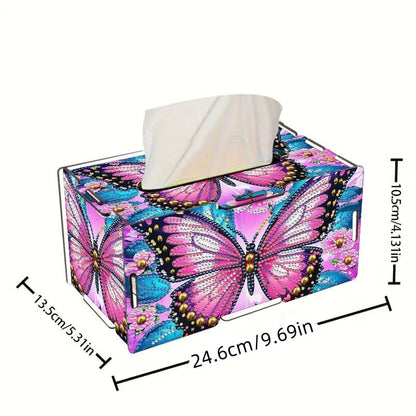 LSQFS DIY Diamond Art Tissue Box,Butterfly Ideal Gift for Craft Lovers - color: Pink Butterfly
