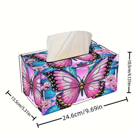 LSQFS DIY Diamond Art Tissue Box,Butterfly Ideal Gift for Craft Lovers - color: Pink Butterfly