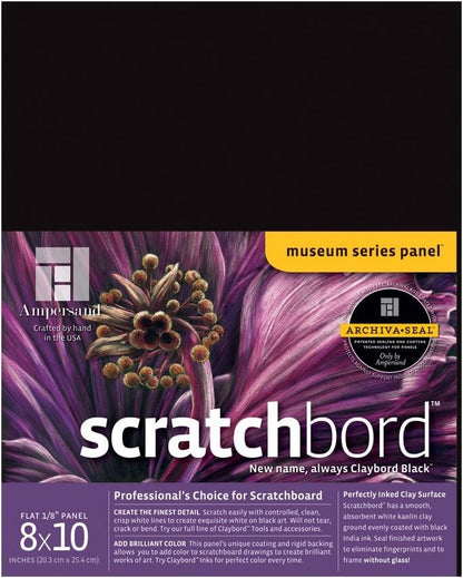 Ampersand Art Supply Scratch Art Panel: Museum Series Scratchbord, 1/8 Inch Flat Profile, 8" x 10" (Pack of 5) - size: 8" x 10" (Pack of 5)