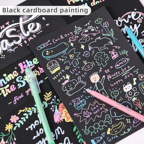 Gel Pens with 0.6mm Fine Point, 9 Colors Acrylic Drawing Gel Pen - color: Colorful Black