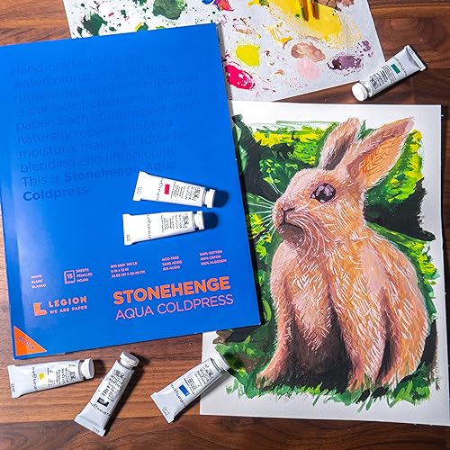 Stonehenge Aqua White Medium Weight Block, 140lb, Coldpress, 15 Sheets for Wet and Dry Media (18X24) - size: 18 x 24 inches