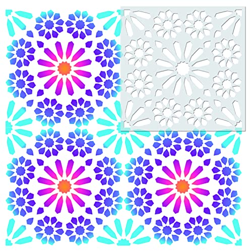 32 Pieces Geometric Stencils 8 x 8 Inch Painting Templates Mandala Stencil for Scrapbooking Cookie Tile Furniture Wall Floor Decor Craft Drawing Tracing DIY Art Supplies - size: 8inch-2