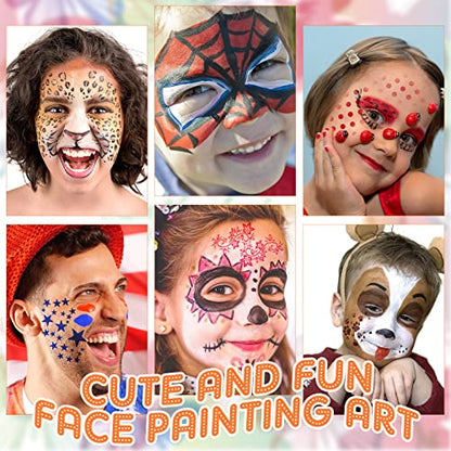 Chinco 24 Pieces Face Paint Stencils Face Body Tattoo Templates Painting Stencils for Kids Holiday Halloween Makeup Body Art Tattoos(Vivid Style) - color: Vivid Style