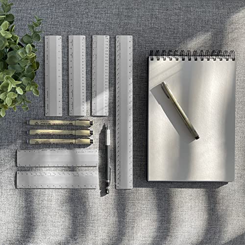 Alumicolor Architect 6 inch Ruler Scale w/ 4 Bevel for Drawing, Drafting & Engineering, Calibrations Divided by (1/8, 1/4), (1/2, 1), (3/8, 3/4), (3, 11/2), Silver - color: Silver