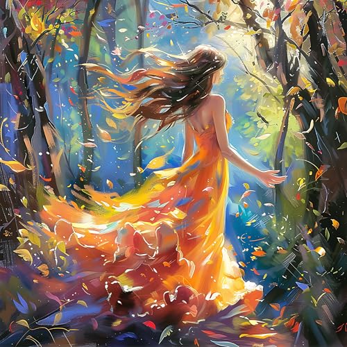 Ohhvvow Abstract Oil Painting Girl Diamond Art Painting Kits for Adults, Full Drill Diamond Dots Paintings for Beginners Round 5D Paint Gem Art Painting Kits for DIY Crafts, 14x14 Inch - color: Abstract Oil Painting Girl