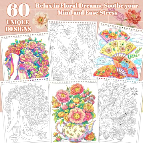 Kalysky 3 Pack Adult Coloring Books for Women, Spiral Bound - color: Women's Coloring Book