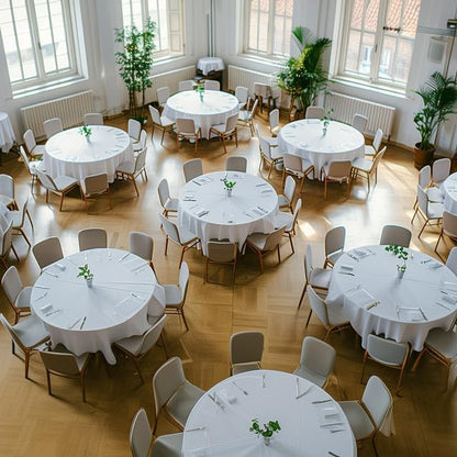 Niuara White Plastic Table Cloth Disposable, 4 Pack, 84 in | Round, Table Covers, Holiday Parties, Gatherings - color: White, size: 84" Round - 4 Packs