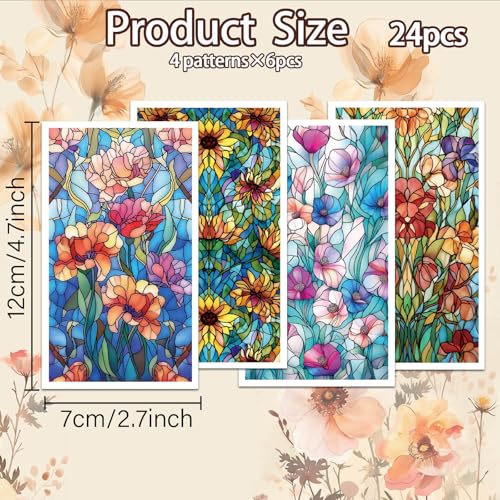 OLYCRAFT 24Pcs 4 Styles Stained Glass Clay Transfer Paper for Polymer - style: Stained glass