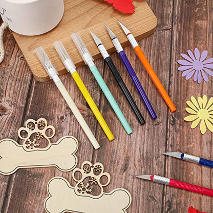 Macarrie 64 Pcs Exacto Knife, Craft Knife Set, Hobby Knives, Steel Exacto Knives Bulk for Art, Scrapbooking, Carving, DIY, Cutting, Stencil, Paper, Wood, Cardboard, Plastic, Clay