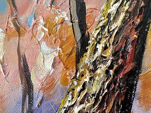 Alenoss 3D Oil Paintings 48x24 Inches Hand Painted Abstract Landscape Romantic Canvas Wall Paintings Home Decorations Texture Framed Wall Art for Living Room Bedroom Wall Decor Ready to Hang - color: AL-B57