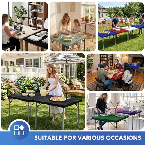 Card Table Covers Square Fitted Tablecloth with Elastic-2 Pack 34x34 Inch | Aqua Blue Spandex Stretch Windproof Washable Folding Card Tablecloths-Outdoor Camping Dining Patio Kitchen Banquet Party - color: Aqua Blue, size: 34'' x 34'' | 2 Pack