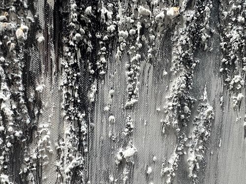 Art 24x48 Inch Minimalist Art Painting Hand-Painted Black and White Wall Art Textured Oil Painting Modern Abstract Art Home Wall Decoration - color: Yi085