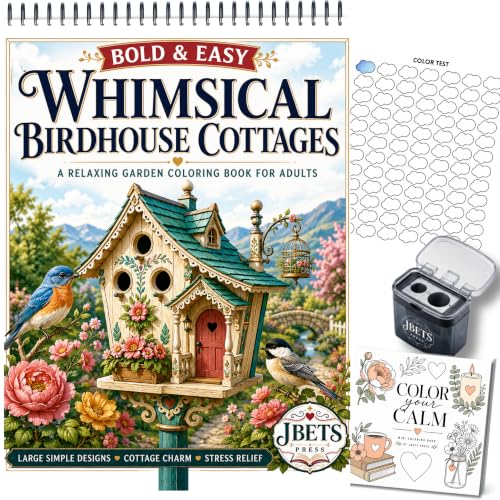 Cozy Vibes: Adult Coloring Book for Women with Whimsical Birdhouses