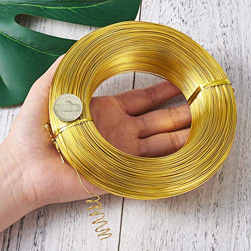 PandaHall 984 Feet Aluminum Wire 20 Gauge Flexible Metal Craft Wire for DIY Manual Arts Jewelry Making(Gold)