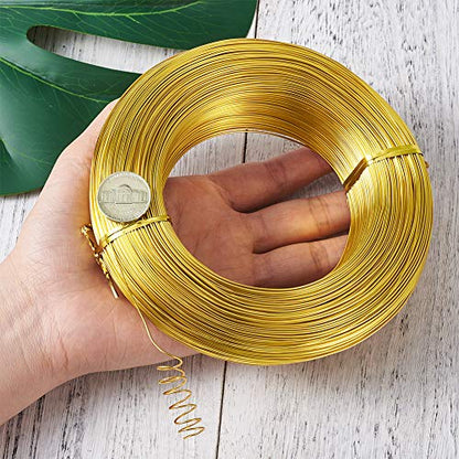 PandaHall 984 Feet Aluminum Wire 20 Gauge Flexible Metal Craft Wire for DIY Manual Arts Jewelry Making(Gold)