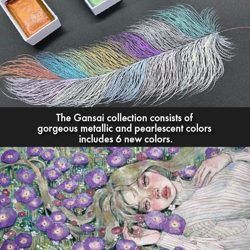 Kuretake GANSAI TAMBI Watercolor Paint Set 24 Glittery Colors II - Metallic, Professional-quality art supplies for artists adult painting aketching, Non-Toxic, Made in Japan - style: 24 Colors (Metallic2)