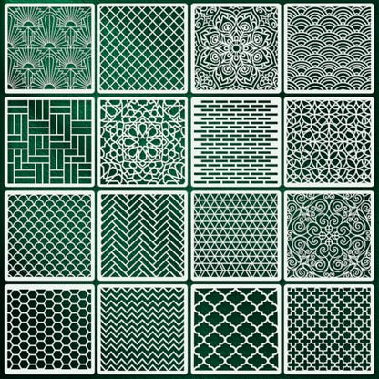 Texture Stencils for Crafts Reusable 16Pcs Stencils(5.9X5.9 Inch) - color: Texture 12
