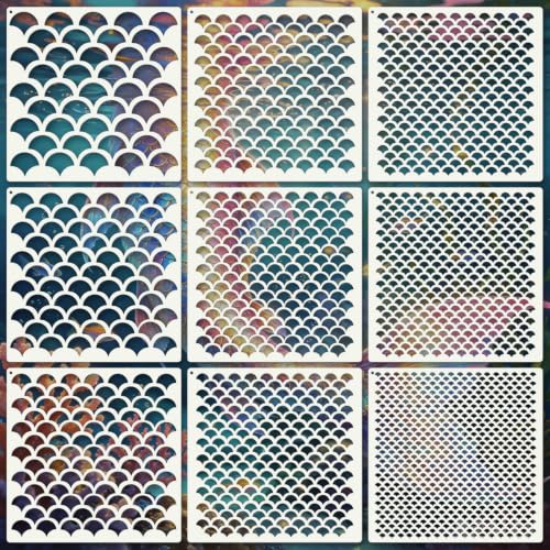 Texture Stencils for Crafts Reusable 9Pcs Stencils(5.9X5.9 Inch) - color: Texture 14