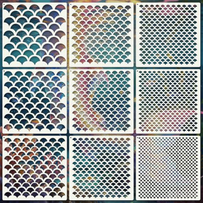 Texture Stencils for Crafts Reusable 9Pcs Stencils(5.9X5.9 Inch) - color: Texture 14