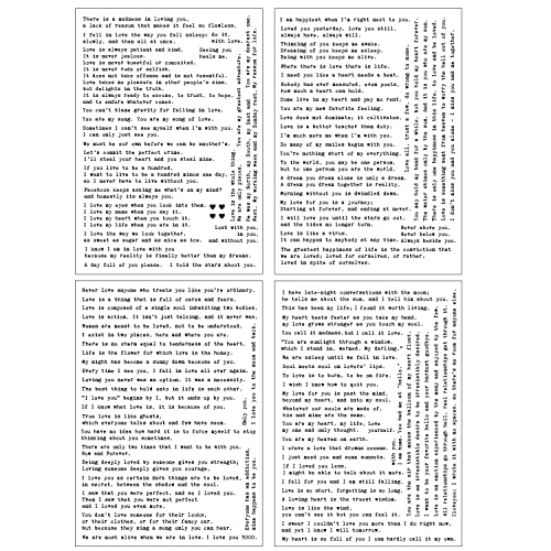 100+ Love Quotes Inspirational Motivational Scripts Planner Stickers Typewriter Style Sayings Letters Aesthetic Journal Diary Scrapbook Art Crafts Accessories 4 Sheets - style: Love Letters