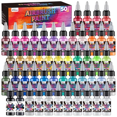 42 Colors Ready to Spray Airbrush Paint Set with 3 Primers & 5 Thinners