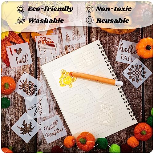 Fainne 100 Pcs 2 Inch Fall Stencils Small Stencils for Painting | Reusable Craft Stencils, DIY Scrapbook, Wood Wall Fabric Rock Chalkboard Sign Painting, Home Art Decor Projects - style: Maple, Pumpkin