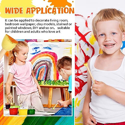 Sabary 100 Pcs Round Sponges Foam Brush Set Paint Sponge Brushes with Wooden Handle Sponge Painting Stippler Set DIY Painting Tools Stippling Kits for Arts and Crafts Acrylic(0.8 Inch) - size: 0.8 Inch