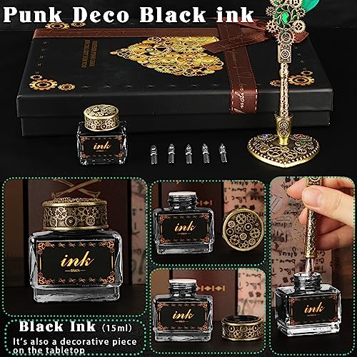Aifeiter Quill Pen Ink Set, Feather Calligraphy Pen, Wax Seal Stamp, Beautiful Gift Calligraphy Set, Christmas Gifts - Green - color: White