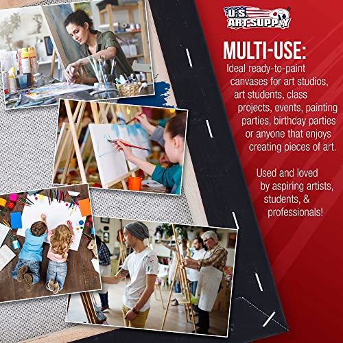 U.S. Art Supply 12x12 inch Black Mini Canvases for Painting, 4 Pack Bulk Small Stretched Artist Canvas Professional Primed - Ideal for Arts & Crafts, Heavy-Weight Gesso - Acrylic Pouring, Oil - size: 12" x 12"