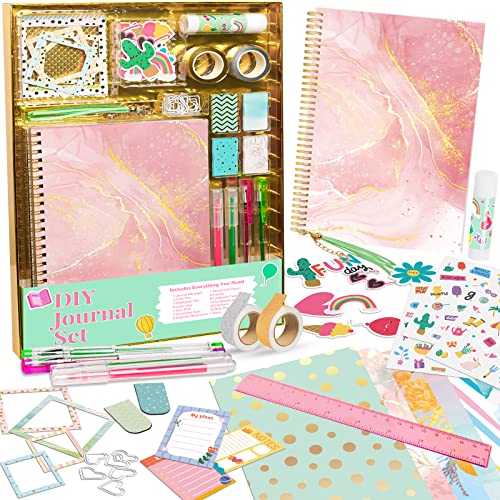 Gifts for Girls Age of 8 9 10 11 12 13 Years Old and Up, DIY Journal Set, Personalized Diary Stuff for Tweens Teens, Decorate Your Planner/Organizer, Journaling Arts Craft Kit. Ideal Toy Age 6-8 - color: Green