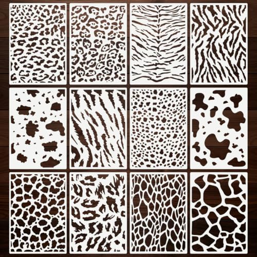 Texture Stencils for Crafts Reusable 12Pcs Stencils(8.2X5.8 Inch) - color: Texture 18