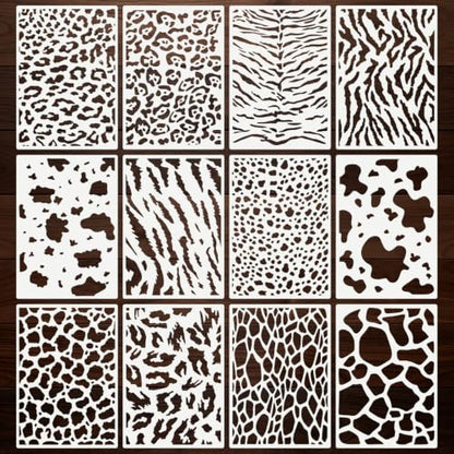 Texture Stencils for Crafts Reusable 12Pcs Stencils(8.2X5.8 Inch) - color: Texture 18